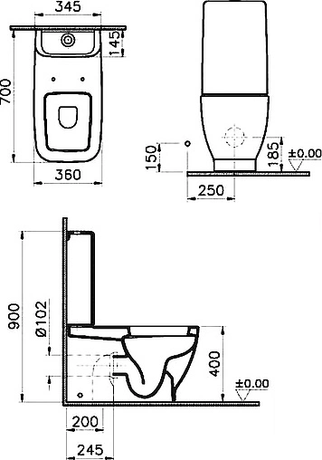 Унитаз-компакт VitrA Shift белый 9794B003-7200 Унитаз-компакт VitrA Shift белый 9794B003-7200