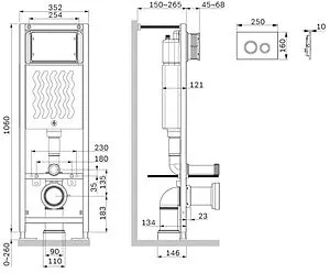Инсталляция для подвесного унитаза Set 4 в 1 Am.Pm ErgoFit I012711.0101 с кнопкой белый глянцевый Инсталляция для подвесного унитаза Set 4 в 1 Am.Pm ErgoFit I012711.0101 с кнопкой белый глянцевый, 2