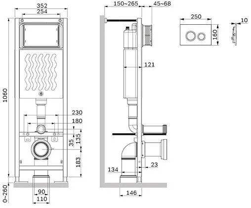 Инсталляция для подвесного унитаза Set 4 в 1 Am.Pm ErgoFit I012711.0101 с кнопкой белый глянцевый Инсталляция для подвесного унитаза Set 4 в 1 Am.Pm ErgoFit I012711.0101 с кнопкой белый глянцевый