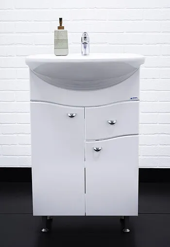 Тумба-умывальник напольный Айсберг Волна 55 белый DA1017T+Вн МуБ03