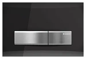 Клавиша смыва для унитаза Geberit Sigma 50 115.788.SD.5 кнопки/нерж. сталь, панель/зеркальное дымчатое cтекло Клавиша смыва для унитаза Geberit Sigma 50 115.788.SD.5 кнопки/нерж. сталь, панель/зеркальное дымчатое cтекло, 1