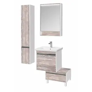 Тумба-умывальник подвесная Aquaton Капри 60 бетон пайн/белый 1A2301K1KPDA0, 3