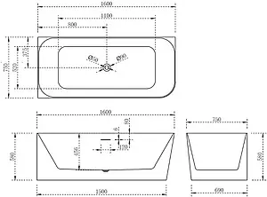 Ванна акриловая Abber 160x75 L AB9331-1.6 L Ванна акриловая Abber 160x75 L AB9331-1.6 L, 2