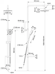 Душевая система без смесителя Swedbe Calypso хром 5074, 2
