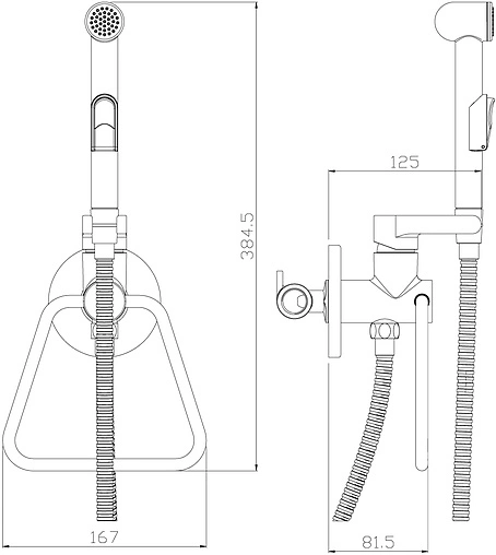 Гигиенический душ со смесителем Rossinka хром X25-55