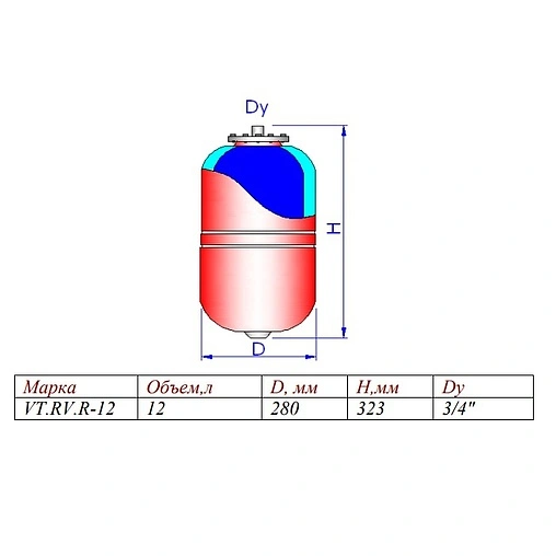 Расширительный бак Valtec 12л 5 бар VT.RV.R.060012