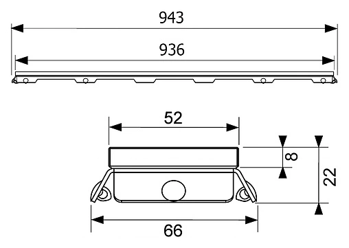 Решетка для лотка 943мм TECEdrainline Glass 601092 Решетка для лотка 943мм TECEdrainline Glass 601092