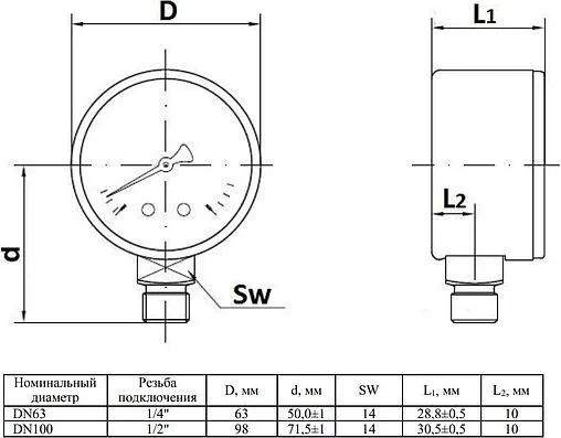 Манометр радиальный Watts MRP 100мм 6 бар ½&quot; 10008077