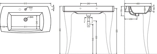 Раковина ISVEA Palazzio 92 белый 10PZ50092SV Раковина ISVEA Palazzio 92 белый 10PZ50092SV