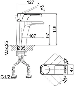 Смеситель для раковины D&K Berlin Technische чёрный/хром DA1432815 Смеситель для раковины D&K Berlin Technische чёрный/хром DA1432815, 2