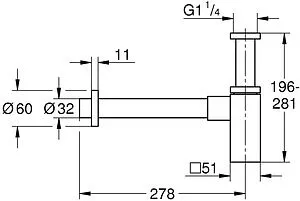 Сифон бутылочный для раковины Grohe суперсталь 40564DC0 Сифон бутылочный для раковины Grohe суперсталь 40564DC0, 2