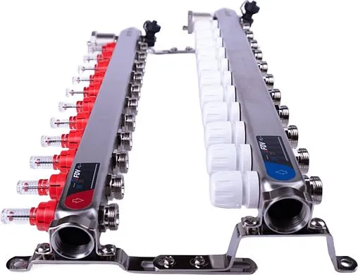 Группа коллекторная с расходомерами 11 отводов 1&quot;в/в x ¾&quot;ек FDV S1103C-2/11