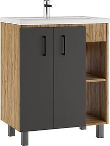 Тумба-умывальник напольная Домино Craft 70 графит/дуб вотан DCr2210T+4620008197746, 1