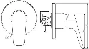 Смеситель для душа скрытого монтажа Damixa Jupiter хром 777500001, 2