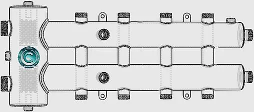 Распределительный коллектор 5 контуров с гидрострелкой 1¼&quot;н x 1&quot;н Север-R-М5(Aisi) 1955006