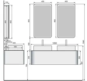 Тумба-умывальник подвесная Raval Pure 120 белый Pur.01.120/P/W+641945 Тумба-умывальник подвесная Raval Pure 120 белый Pur.01.120/P/W+641945, 2