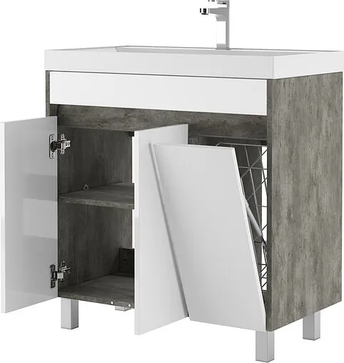 Тумба-умывальник напольная Домино Karlo 80 белый/бетон DK5311T+4627173210188