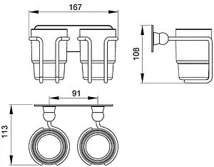 Стакан двойной Timo Nelson хром 150032/00 Стакан двойной Timo Nelson хром 150032/00, 2