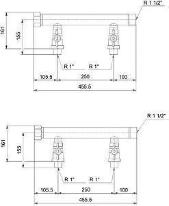 Коллектор напорный и всасывающий для установок Grundfos CMBE TWIN 1 ¼&quot; 99229453, 2