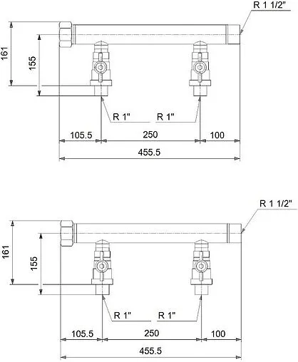 Коллектор напорный и всасывающий для установок Grundfos CMBE TWIN 1 ¼&quot; 99229453