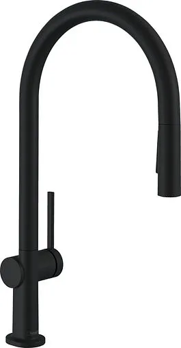 Смеситель для кухни с выдвижным изливом Hansgrohe Talis M54 210 1jet чёрный матовый 72802670