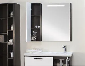 Шкаф-пенал подвесной Aquaton Брайтон 46 белый/венге 1A176803BR500 Шкаф-пенал подвесной Aquaton Брайтон 46 белый/венге 1A176803BR500, 5