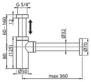Сифон бутылочный для раковины Ravak хром X01371 Сифон бутылочный для раковины Ravak хром X01371, 3