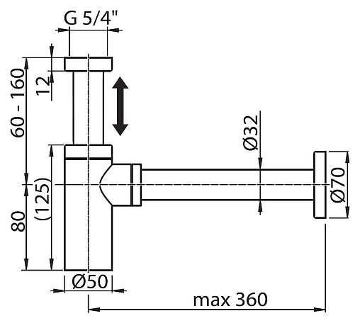 Сифон бутылочный для раковины Ravak хром X01371 Сифон бутылочный для раковины Ravak хром X01371