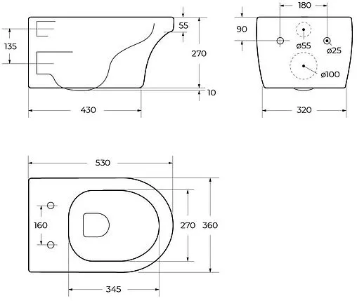 Унитаз подвесной безободковый Cezares Duet Tornado белый CZR-2462-TH-TOR
