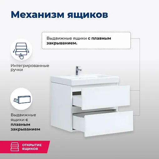 Тумба под умывальник подвесная Aquanet Беркли 60 белый глянец 00302349