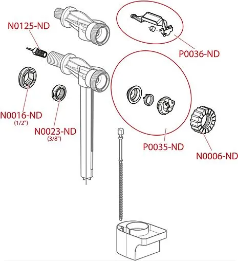 Заливной клапан для бачка ½&quot; пластик боковой AlcaPlast A15P-½&quot;