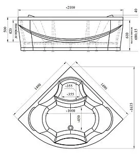 Ванна акриловая Radomir Верона 150х150 1-01-0-0-1-024 Ванна акриловая Radomir Верона 150х150 1-01-0-0-1-024, 2