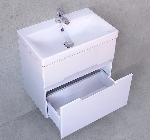 Тумба-умывальник подвесная Jorno Moduo Slim 50 белый Mod.01.50/P/W+S-UM-MOD5OSL/1