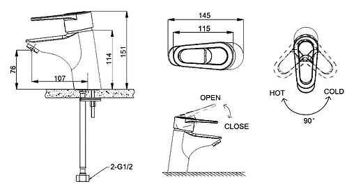 Смеситель для раковины Bravat Loop хром F1124182CP-RUS