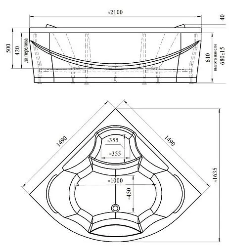 Ванна акриловая Radomir Верона 150х150 1-01-0-0-1-024