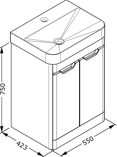 Тумба-умывальник напольная ISVEA Fonte 57 серый 21USS140057I+10SQ50057SV Тумба-умывальник напольная ISVEA Fonte 57 серый 21USS140057I+10SQ50057SV