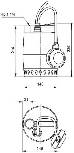 Насос дренажный Q=11.2м³/ч H=7.5м Grundfos UNILIFT KP 250-A1 012H1800