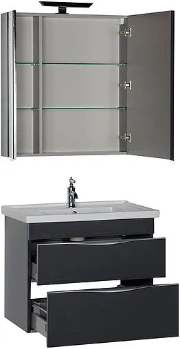 Шкаф-зеркало Aquanet Эвора 80 серый антрацит 184026