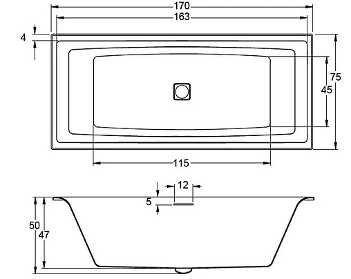 Ванна акриловая Riho STILL SQUARE LED 170x75 L B100003005