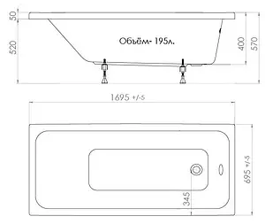 Ванна акриловая Triton Ультра 170x70 Щ0000013002 Ванна акриловая Triton Ультра 170x70 Щ0000013002, 2