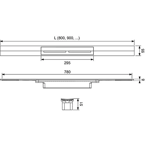 Профиль для душа 900мм TECEdrainprofile глянцевый 670910