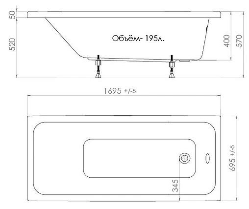 Ванна акриловая Triton Ультра 170x70 Щ0000013002
