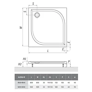 Поддон для душа искусственный мрамор низкий 900x900мм Roltechnik Aloha-M 8000154, 2