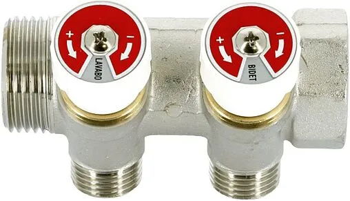 Коллектор регулирующий проходной 2 отвода 1&quot;в/н x ½&quot;н Uni-fitt 400N4221