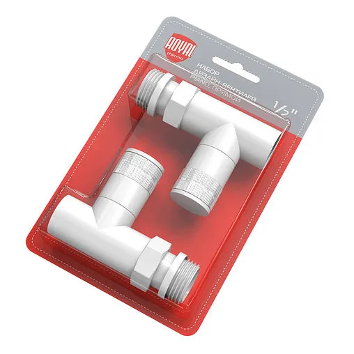 Комплект вентилей запорных прямых ½&quot; в/н Royal Thermo Piano белый RTE 56.0010