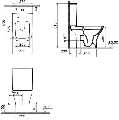 Унитаз-компакт безободковый VitrA Polar Rim-Ex белый 9843B003-7201