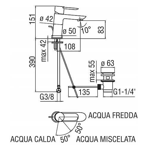 Смеситель для раковины Nobili Sand хром SA99118/1CR