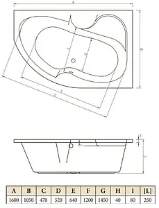Ванна акриловая C-bath Atlas 160x105 R CBA00202R Ванна акриловая C-bath Atlas 160x105 R CBA00202R, 2