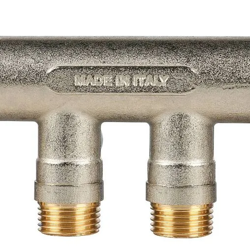 Коллектор запорный проходной 4 отвода синий ¾"в/н x ½"н Stout SMB 6201 341204