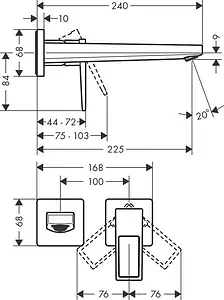 Смеситель для раковины из стены Hansgrohe Metropol хром 74526000, 2